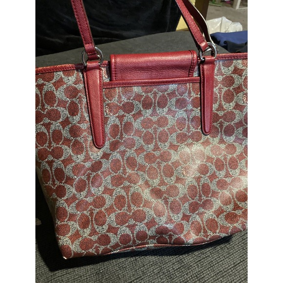 Coach Vintage Taxi Signature Red Coated Canvas Top Handles Tote - Picture 10 of 10